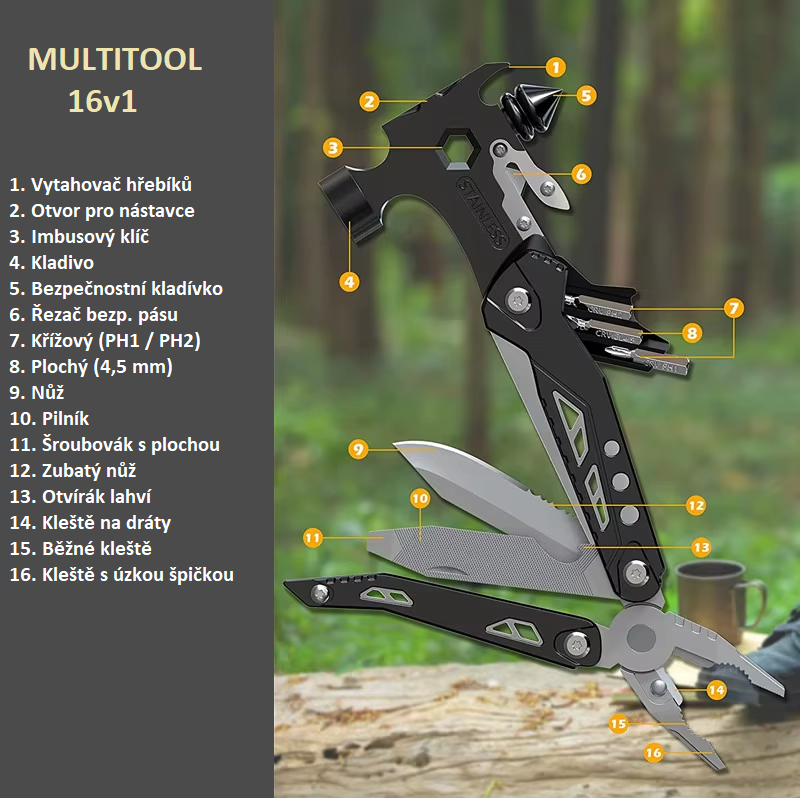 Multifunkční kladivo 16v1